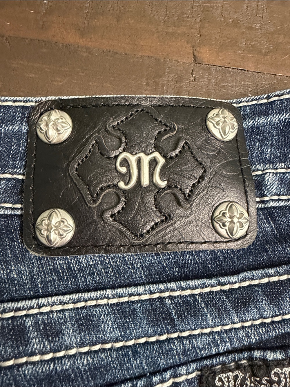 Miss Me Faded Dark Blue Denim Cutoff Shorts - Picture 6 of 9